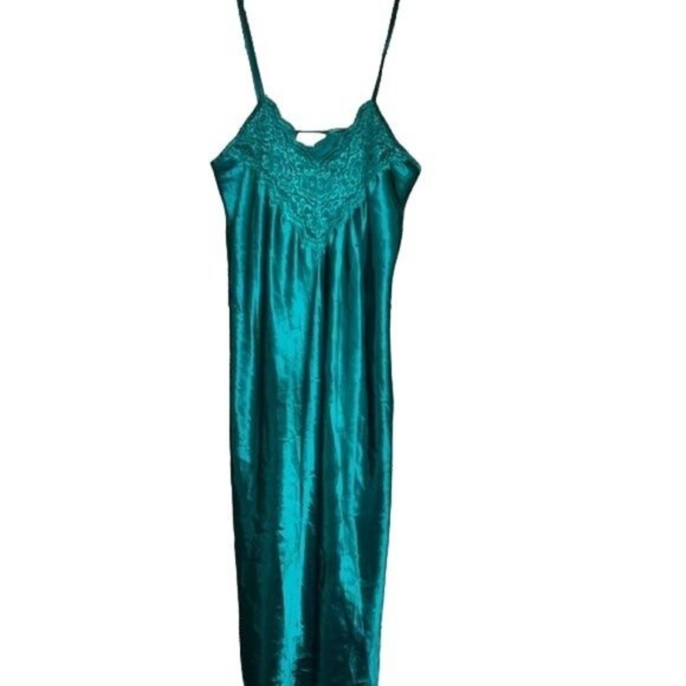 Vintage Inner Most Jade satin night gown‎ neglige size M